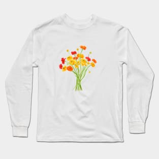 yellow red and orange Ranunculus flower Long Sleeve T-Shirt